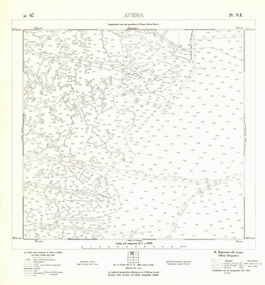(N:3171) CARTA DELLA LAGUNA VENETA - AVESA - N. 67 - IV.N.E. (B0006111) Carte e stampe antiche: riproduzione a colori su carta (formato A1)
