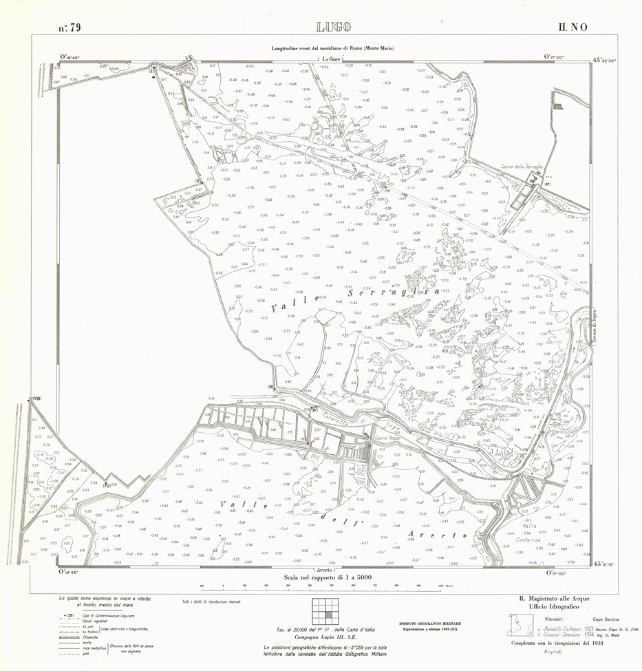 (N:3238) CARTA DELLA LAGUNA VENETA - LUGO - N. 79 - II.N.O. (B0006123) Carte e stampe antiche: riproduzione a colori su carta (formato A1)