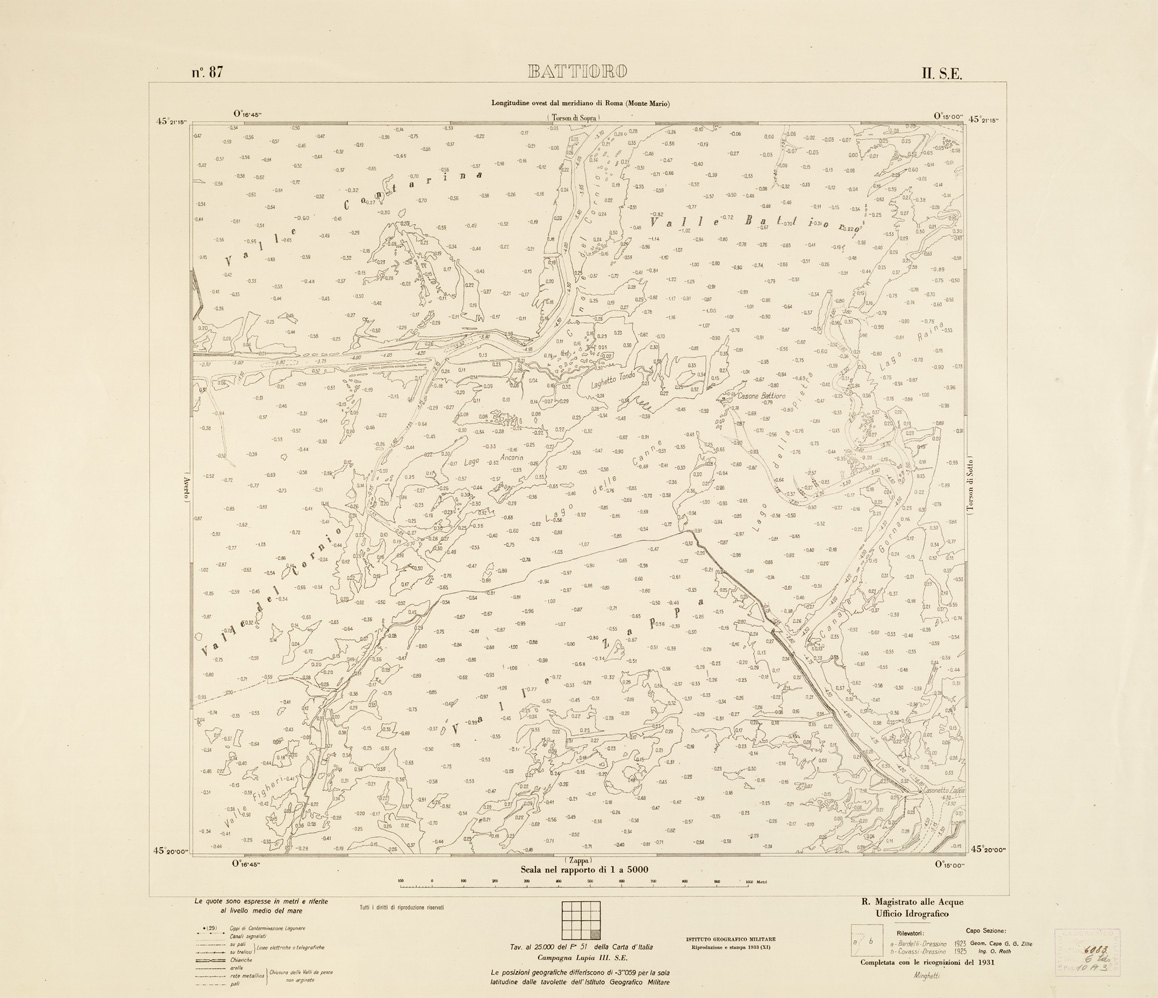 (N:3176) CARTA DELLA LAGUNA VENETA - BATTIORO - N. 87 - II.S.E. (B0006131) Carte e stampe antiche: riproduzione a colori su carta (formato A1)