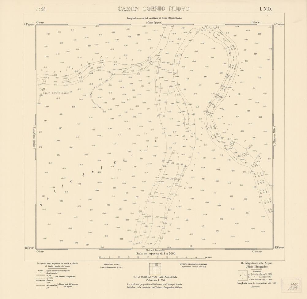 (N:3206) CARTA DELLA LAGUNA VENETA - CASON CORNIO NUOVO - N. 98 - I.N.O. (B0006142) Carte e stampe antiche: riproduzione a colori su carta (formato A1)
