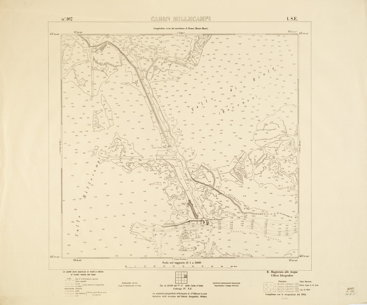 (N:3209) CARTA DELLA LAGUNA VENETA - CASON MILLECAMPI - N. 102 - I.S.E. (B0006146) Carte e stampe antiche: riproduzione a colori su carta (formato A1)