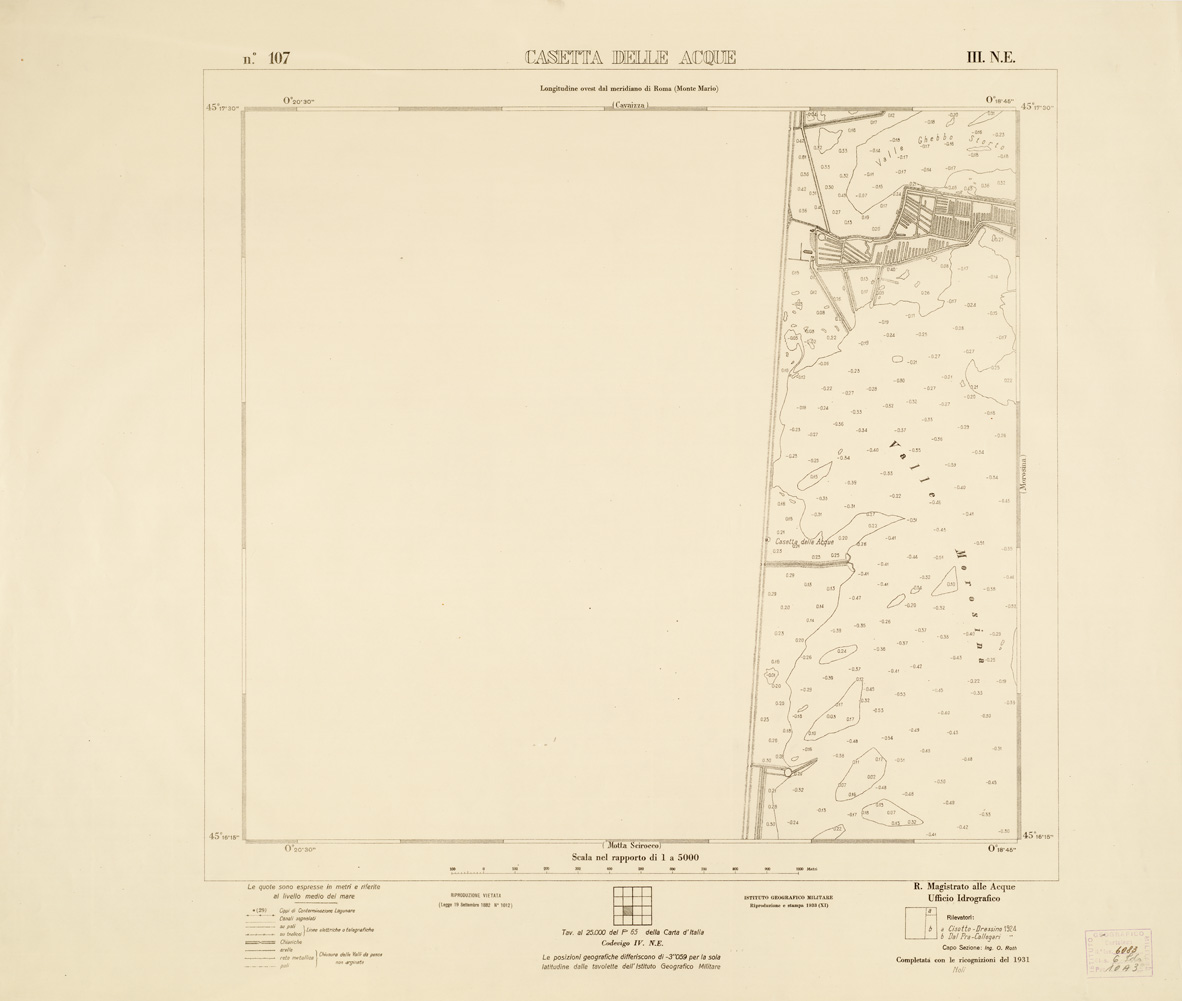 (N:3204) CARTA DELLA LAGUNA VENETA - CASETTA DELLE ACQUE - N. 107 - III.N.E. (B0006151) Carte e stampe antiche: riproduzione a colori su carta (formato A1)