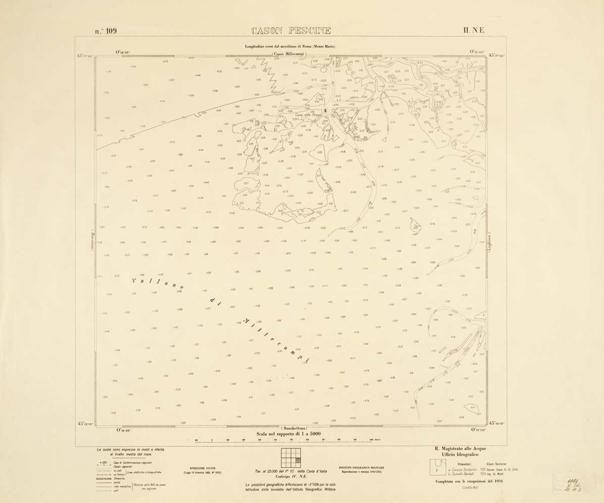 (N:3210) CARTA DELLA LAGUNA VENETA - CASON PESCINE - N. 109 - II.N.E. (B0006153) Carte e stampe antiche: riproduzione a colori su carta (formato A1)