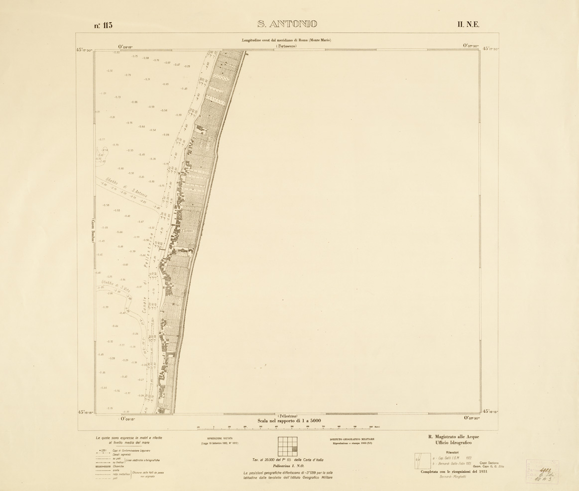(N:3266) CARTA DELLA LAGUNA VENETA - S. ANTONIO - N. 113 - II.N.E. (B0006157) Carte e stampe antiche: riproduzione a colori su carta (formato A1)