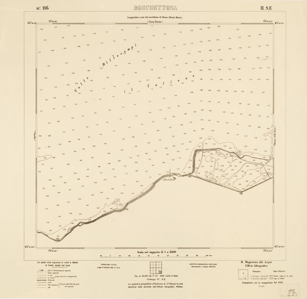 (N:3177) CARTA DELLA LAGUNA VENETA - BOSCHETTONA - N. 116 - II.S.E. (B0006160) Carte e stampe antiche: riproduzione a colori su carta (formato A1)