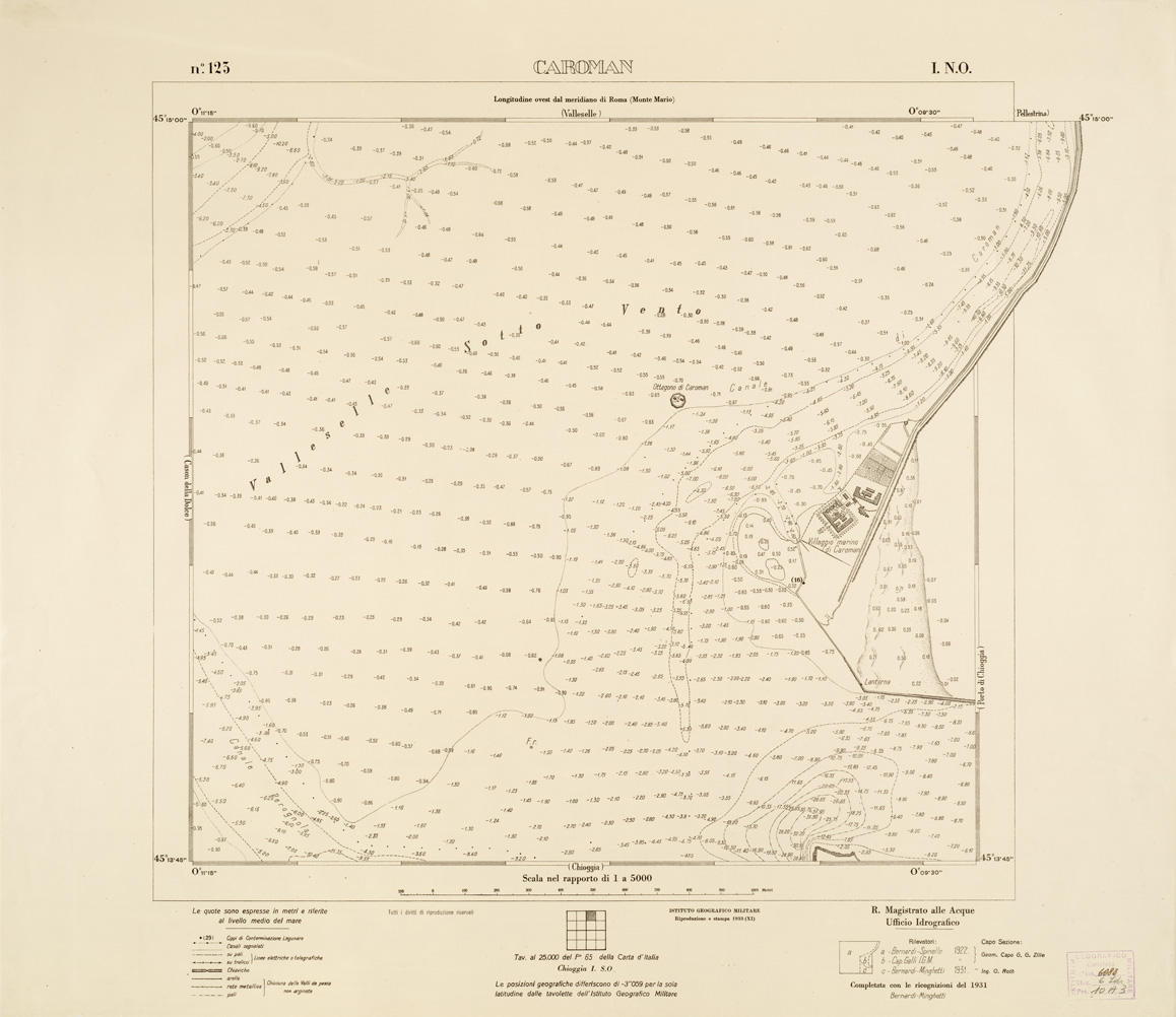(N:3203) CARTA DELLA LAGUNA VENETA - CAROMAN - N. 123 - I.N.O. (B0006167) Carte e stampe antiche: riproduzione a colori su carta (formato A1)
