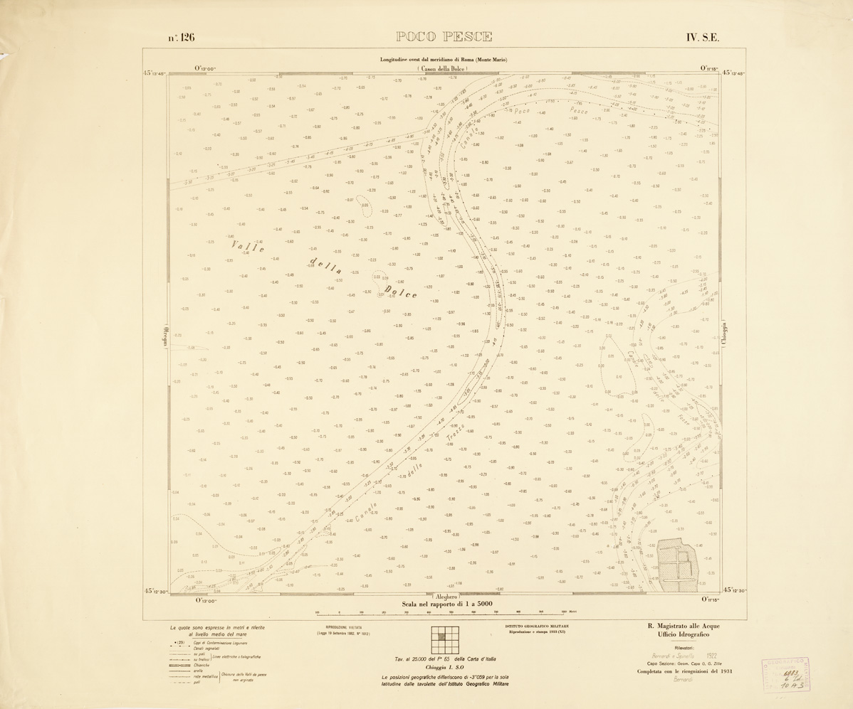 (N:3256) CARTA DELLA LAGUNA VENETA - POCO PESCE - N. 126 - IV.S.E. (B0006170) Carte e stampe antiche: riproduzione a colori su carta (formato A1)