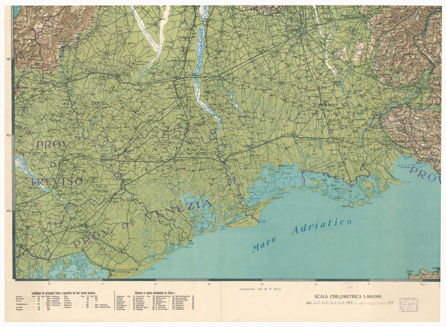 (N:3490) CARTA DELLA PROVINCIA DEL FRIULI CON LA PROVINCIA DI TRIESTE - Foglio 3 (B0006186) Carte e stampe antiche: riproduzione a colori su carta (formato A1)