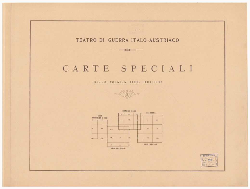 (N:2112) CARTA DEL TEATRO DI GUERRA ITALO - AUSTRIACA - Quadro d'Unione (B0006189) Carte e stampe antiche: riproduzione a colori su carta (formato A1)