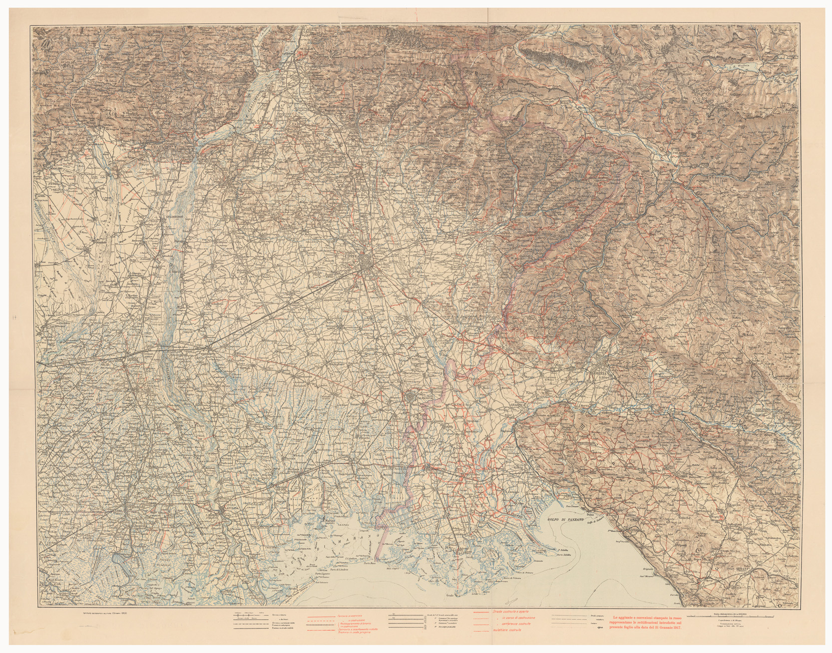 (N:2116) CARTA DEL TEATRO DI GUERRA ITALO - AUSTRIACA - UDINE E DINTORNI (B0006192) Carte e stampe antiche: riproduzione a colori su carta (formato A1)