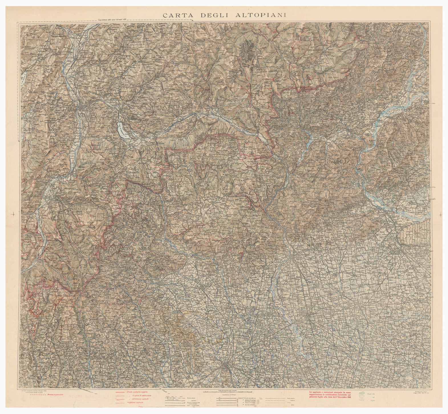 (N:2108) CARTA DEL TEATRO DI GUERRA ITALO - AUSTRIACA - CARTA DEGLI ALTOPIANI (B0006194) Carte e stampe antiche: riproduzione a colori su carta (formato A1)
