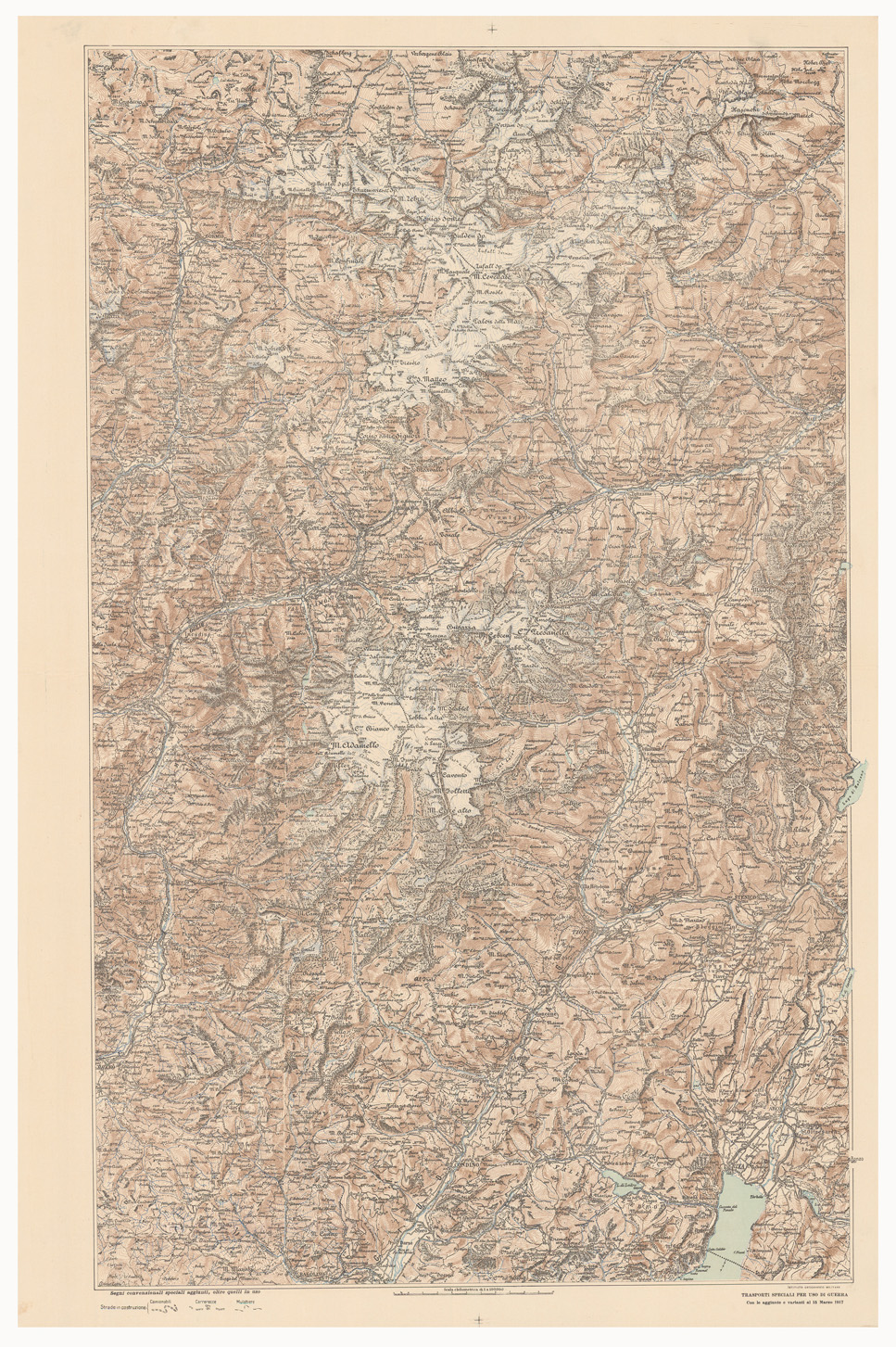 (N:2113) CARTA DEL TEATRO DI GUERRA ITALO - AUSTRIACA - ZONA DALLO STELVIO AL GARDA (B0006196) Carte e stampe antiche: riproduzione a colori su carta (formato A1)