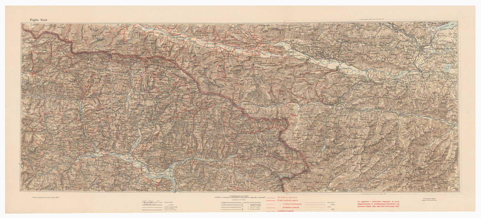 (N:2114) CARTA DEL TEATRO DI GUERRA ITALO - ZONA CARNICA (B0006197) Carte e stampe antiche: riproduzione a colori su carta (formato A1)