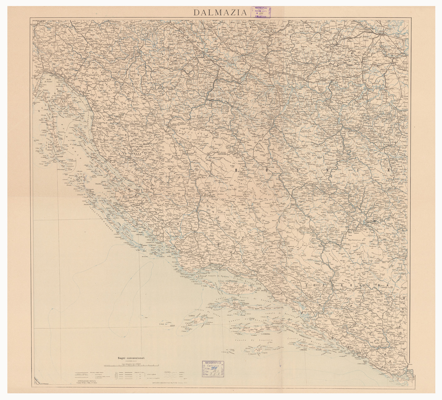 (N:9285) DALMAZIA - CARTA DI GUERRA - Tavola 1 (B0006203) Carte e stampe antiche: riproduzione a colori su carta (formato A1)