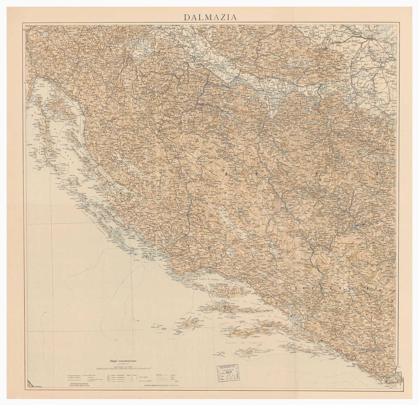 (N:9289) DALMAZIA - CARTA DI GUERRA - Tavola 3 (B0006207) Carte e stampe antiche: riproduzione a colori su carta (formato A1)