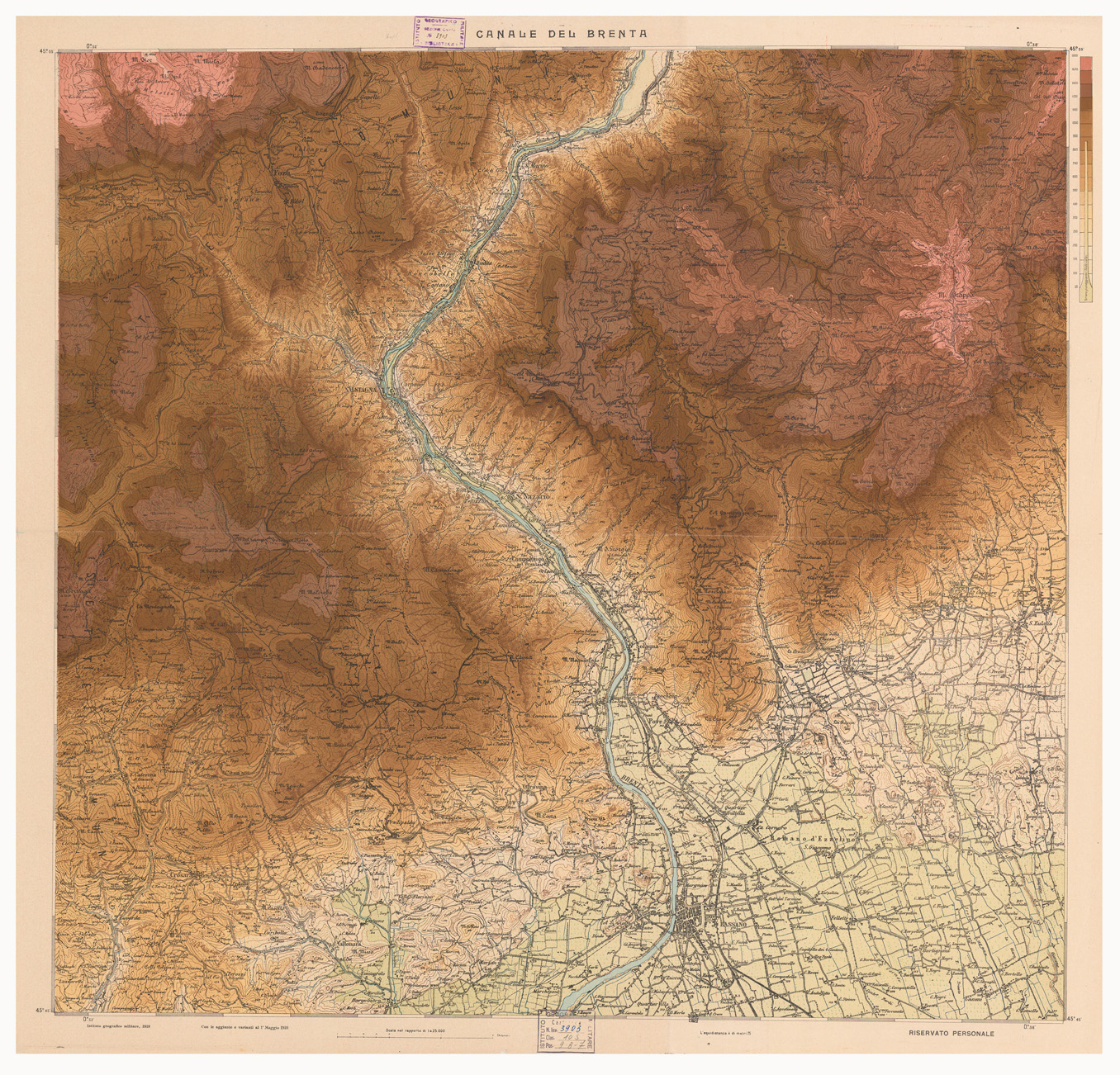 (N:515) CANALE DI BRENTA - CARTA DI GUERRA (B0006210) Carte e stampe antiche: riproduzione a colori su carta (formato A1)