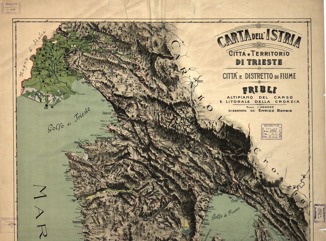(N:13201) CARTA DELL'ISTRIA CITTA' E TERRITORIO DI TRIESTE CITTA' E DISTRETTO DI FIUME, FRIULI ALTOPIANO DEL CARSO E LITORALE DELLA CROAZIA (B0006212, B6212-13, B0006213) Carte e stampe antiche: riproduzione a colori su carta (formato A1)