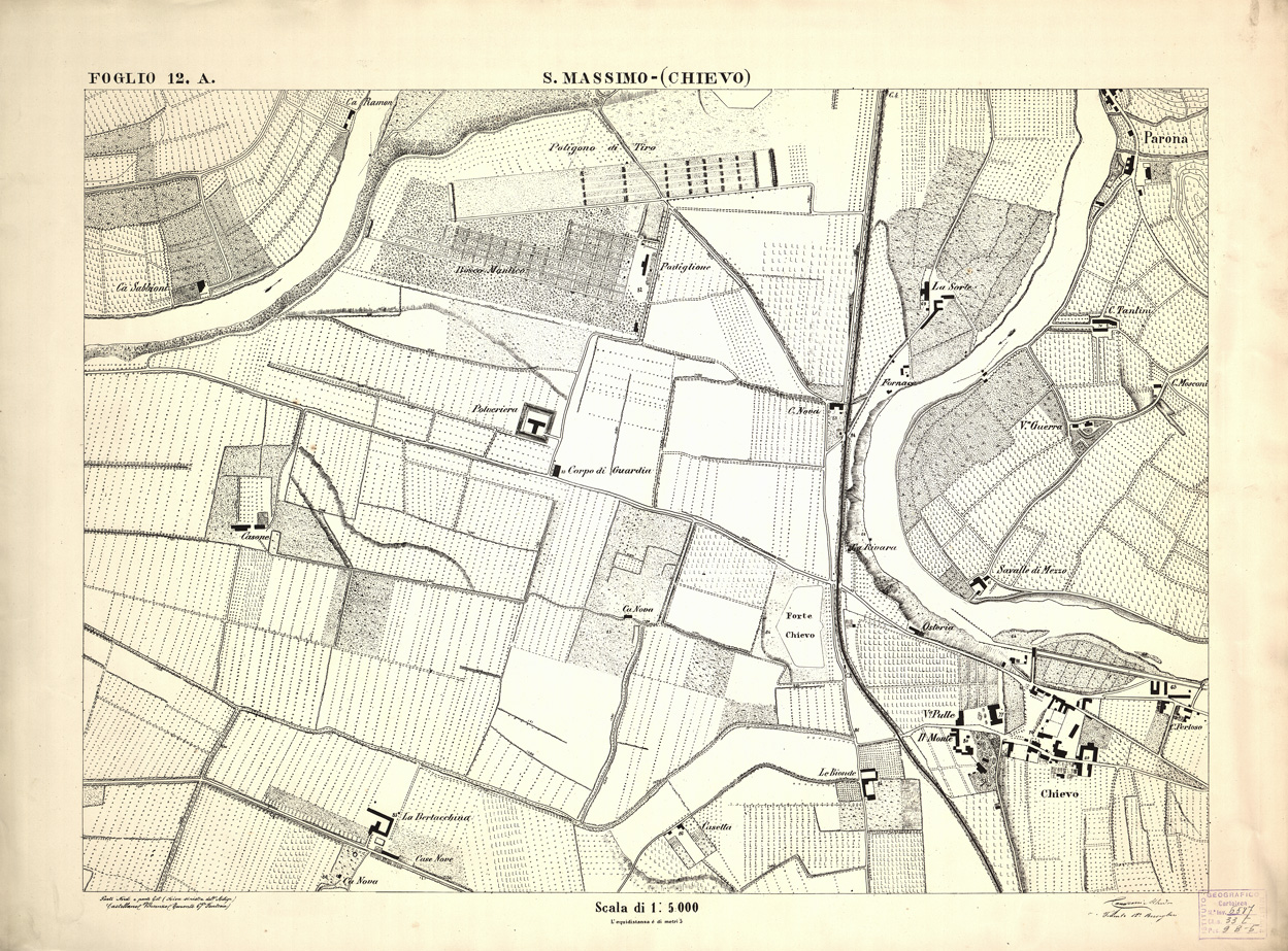 (N:1616) CARTA DEI DINTORNI DI VERONA - Foglio 12 A - S. MASSIMO (CHIEVO) (B0006243) Carte e stampe antiche: riproduzione a colori su carta (formato A1)