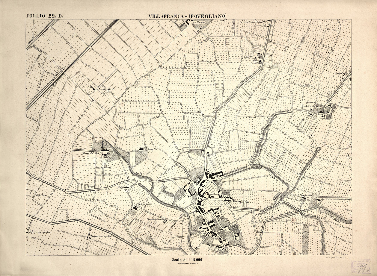 (N:1627) CARTA DEI DINTORNI DI VERONA - Foglio 22 D - VILLAFRANCA (POVEGLIANO) (B0006254) Carte e stampe antiche: riproduzione a colori su carta (formato A1)