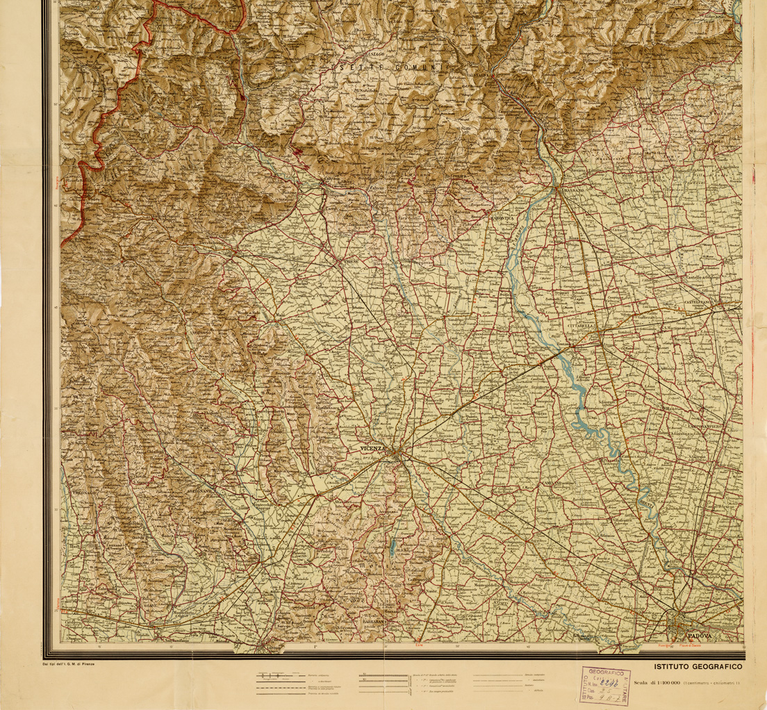 (N:11188) LA FRONTE ITALIANA TRA BRENTA E PIAVE - Foglio 1 (B0006260, B0006261, B6260-61) Carte e stampe antiche: riproduzione a colori su carta (formato A1)