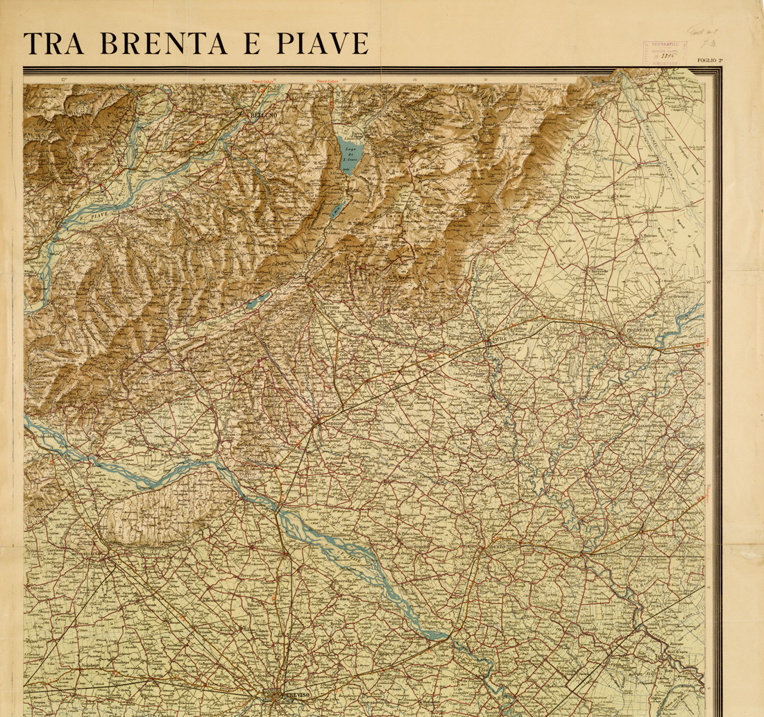 (N:11190) LA FRONTE ITALIANA TRA BRENTA E PIAVE - Foglio 2 (B0006262, B0006263, B6262-63) Carte e stampe antiche: riproduzione a colori su carta (formato A1)