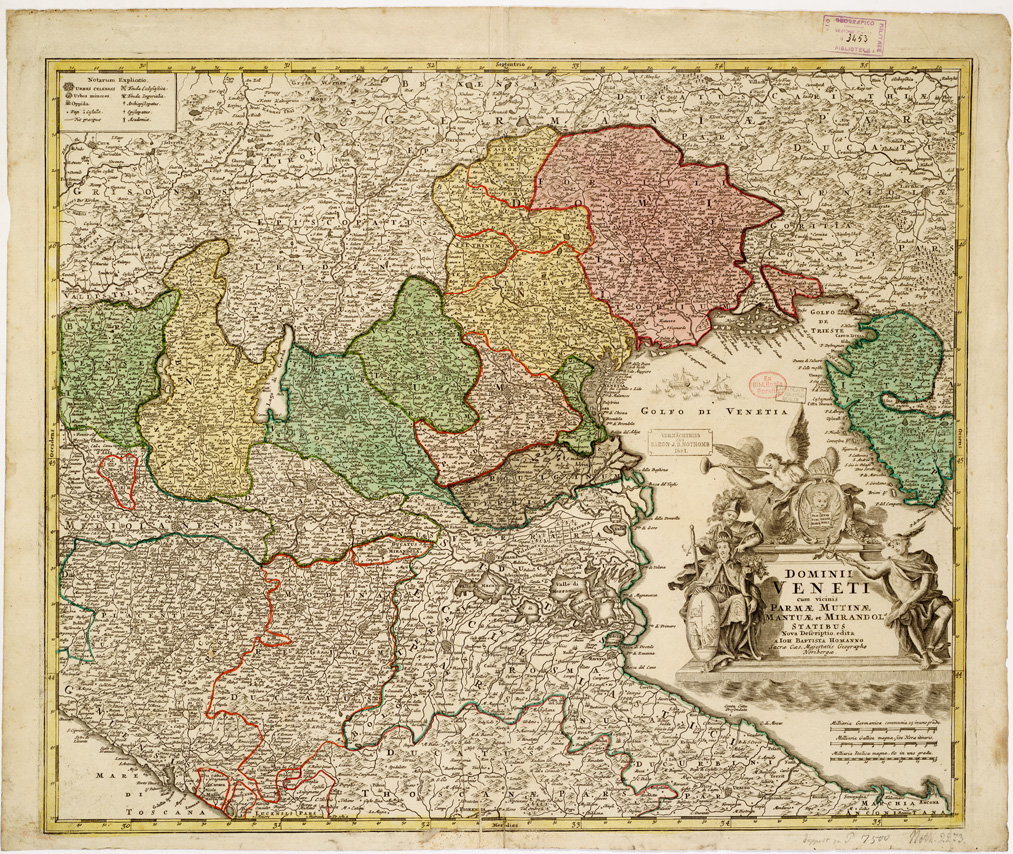 (N:9638) DOMINII VENETI CUM VICINIS PARMAE MUTINAE MANTUAE (B0006275) Carte e stampe antiche: riproduzione a colori su carta (formato A1)