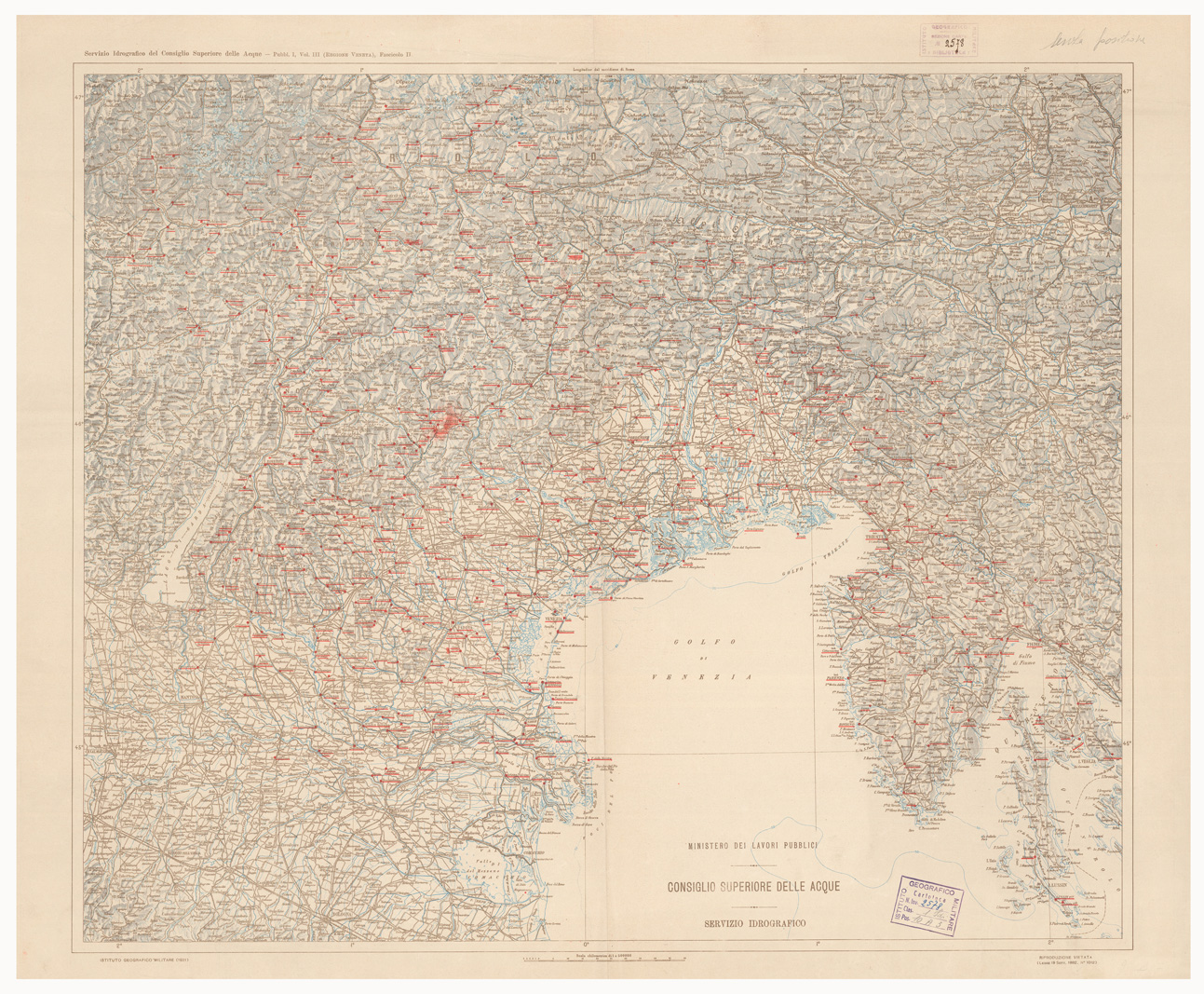 (N:3572) CARTA DELLA REGIONE VENETO (B0006280) Carte e stampe antiche: riproduzione a colori su carta (formato A1)