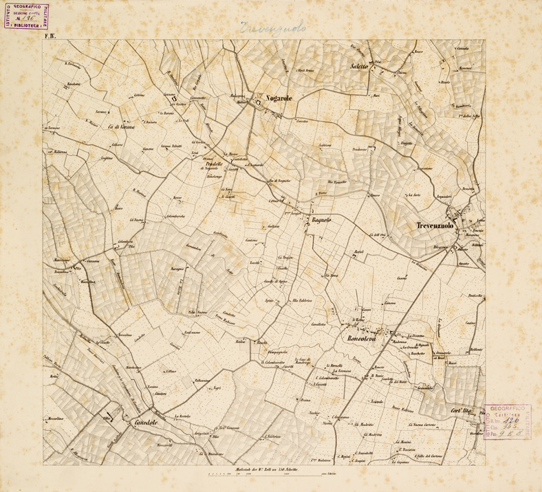 (N:14628) REAMBULIRTEN DETAILKARTE VOM MANOVRE TERRAIN AM MINCIO - TREVENZUOLO - Tavola F IV (B0006288) Carte e stampe antiche: riproduzione a colori su carta (formato A1)
