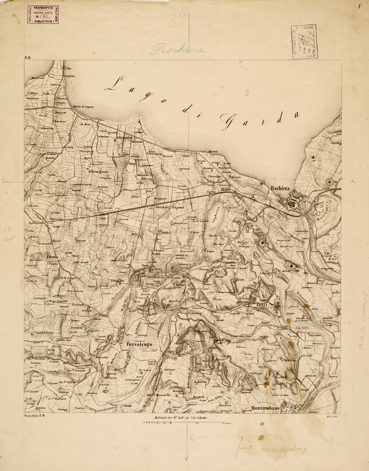 (N:14622) REAMBULIRTEN DETAILKARTE VOM MANOVRE TERRAIN AM MINCIO - 1859 Inv. 126 Pos. 9-B-8 PESCHINA D II (B0006300) Carte e stampe antiche: riproduzione a colori su carta (formato A1)