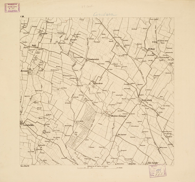 (N:14616) REAMBULIRTEN DETAILKARTE VOM MANOVRE TERRAIN AM MINCIO - CERESARA - Tavola C III (B0006301) Carte e stampe antiche: riproduzione a colori su carta (formato A1)