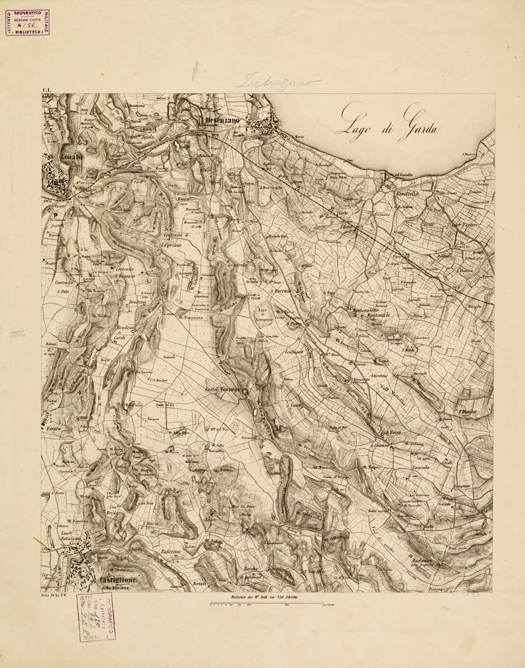 (N:14617) REAMBULIRTEN DETAILKARTE VOM MANOVRE TERRAIN AM MINCIO - DESENZANO -Tavola C I (B0006303) Carte e stampe antiche: riproduzione a colori su carta (formato A1)