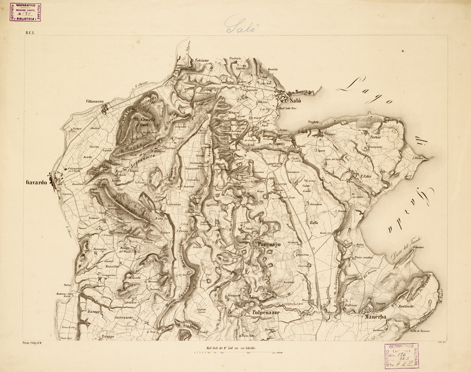 (N:14624) REAMBULIRTEN DETAILKARTE VOM MANOVRE TERRAIN AM MINCIO - SALO' - Tavola B C I (B0006305) Carte e stampe antiche: riproduzione a colori su carta (formato A1)