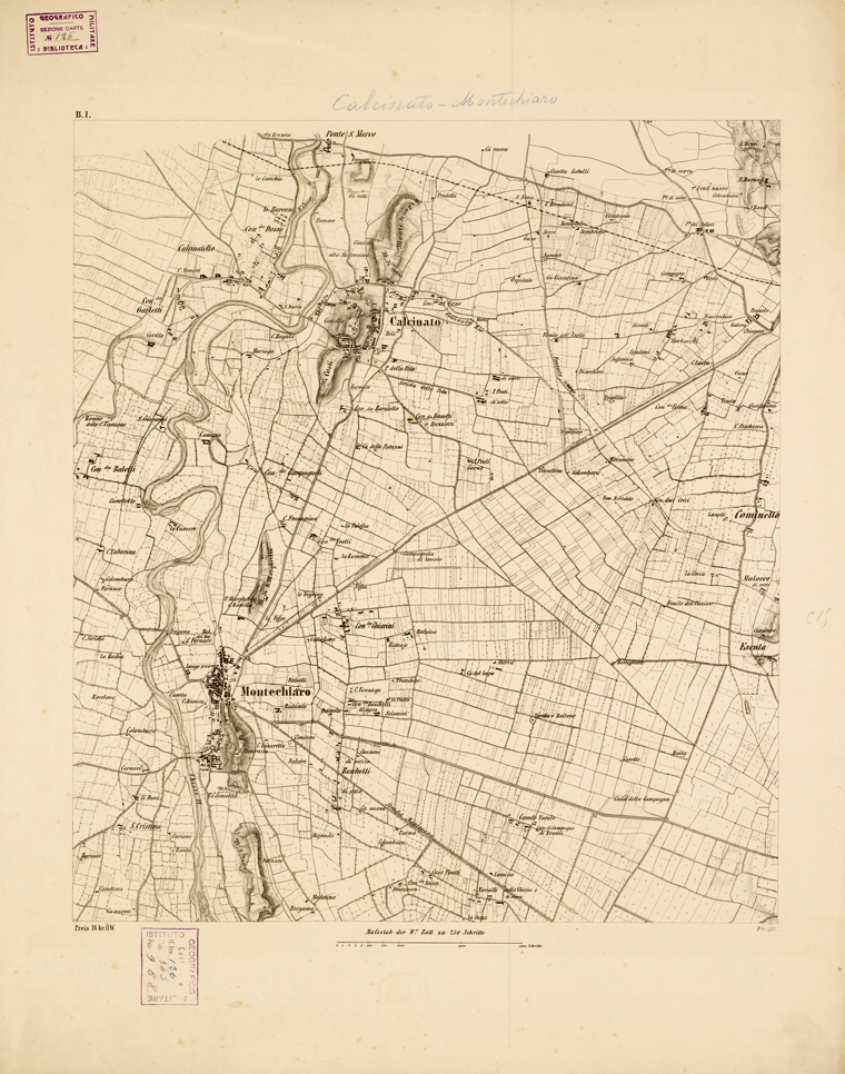 (N:14607) REAMBULIRTEN DETAILKARTE VOM MANOVRE TERRAIN AM MINCIO - CALCINATO-MONTECHIARO - Tavola B I (B0006308) Carte e stampe antiche: riproduzione a colori su carta (formato A1)