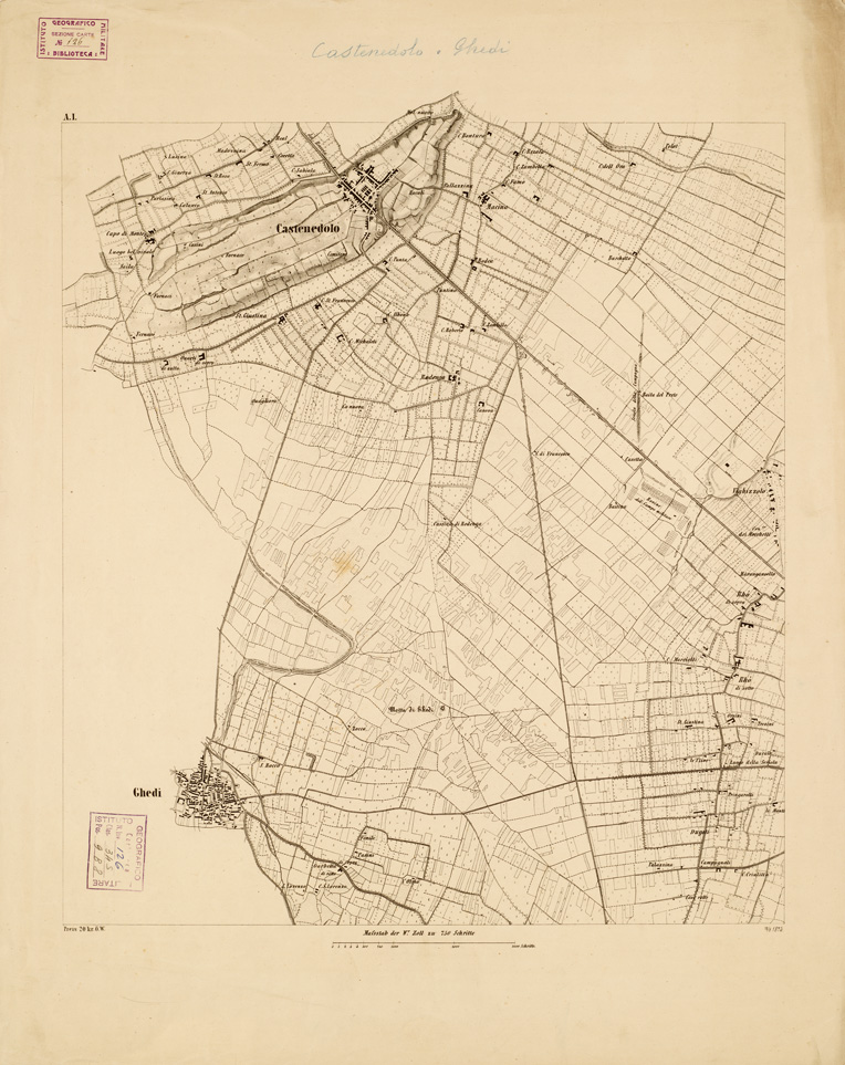 (N:14614) REAMBULIRTEN DETAILKARTE VOM MANOVRE TERRAIN AM MINCIO - CASTENEDOLO-GHEDI - Tavola A I (B0006310) Carte e stampe antiche: riproduzione a colori su carta (formato A1)