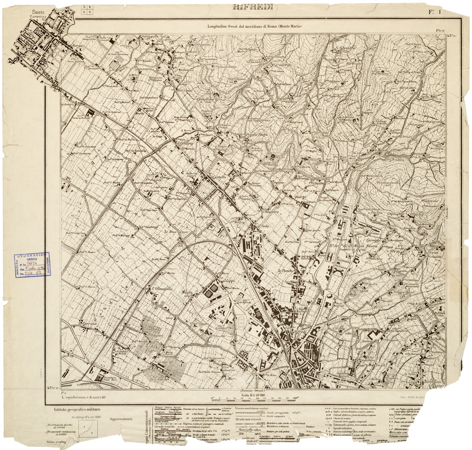 (N:8280) CARTA TOPOGRAFICA FIRENZE E DINTORNI - Foglio 1 - RIFREDI (B0006370) Carte e stampe antiche: riproduzione a colori su carta (formato A1)