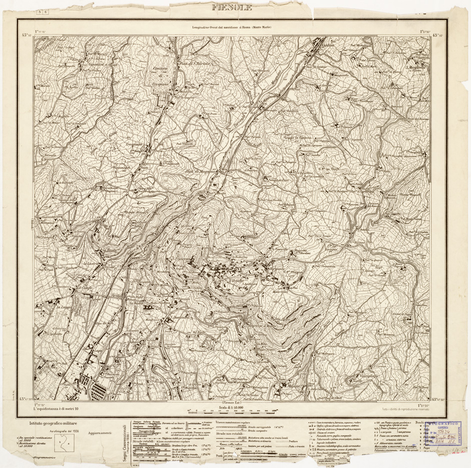 (N:8281) CARTA TOPOGRAFICA FIRENZE E DINTORNI - Foglio 2 - FIESOLE (B0006371) Carte e stampe antiche: riproduzione a colori su carta (formato A1)