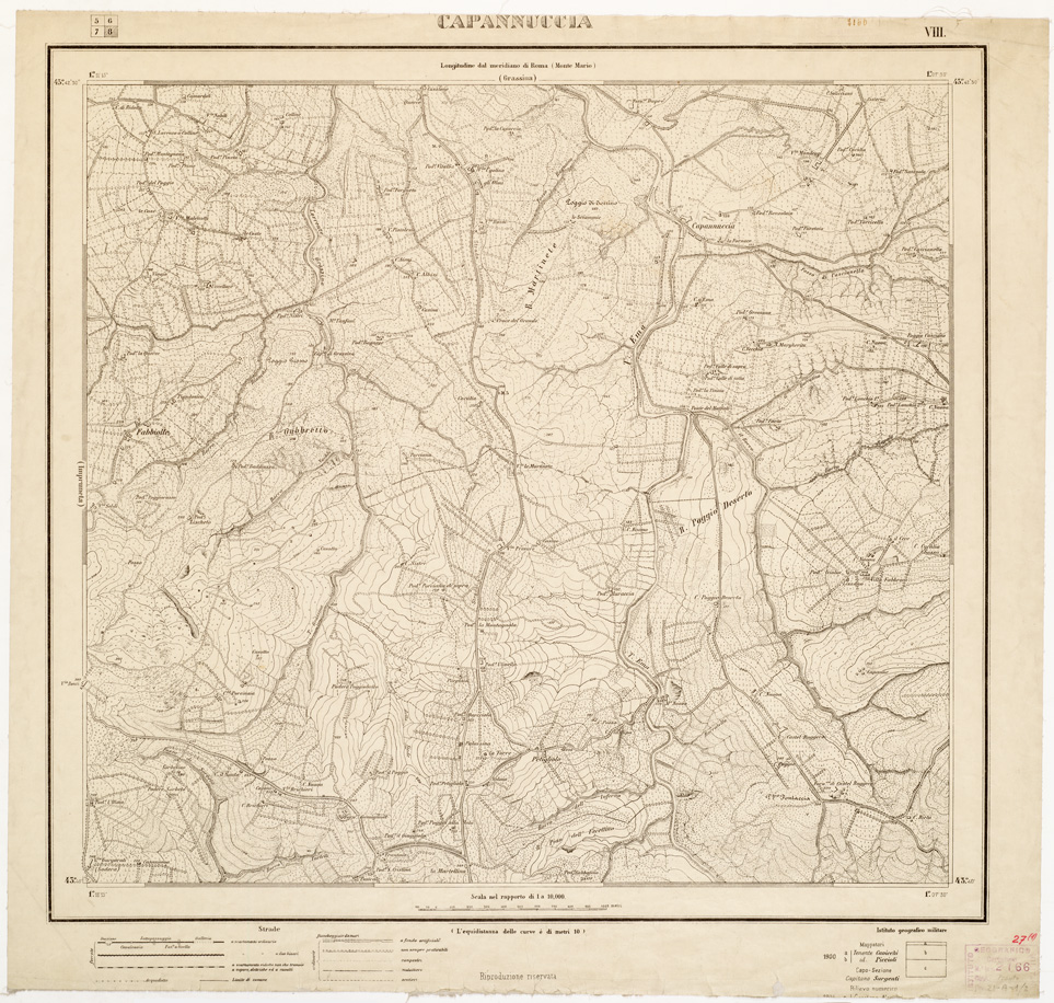 (N:8273) FIRENZE E DINTORNI - Foglio VIII - CAPANNUCCIA (B0006381) Carte e stampe antiche: riproduzione a colori su carta (formato A1)