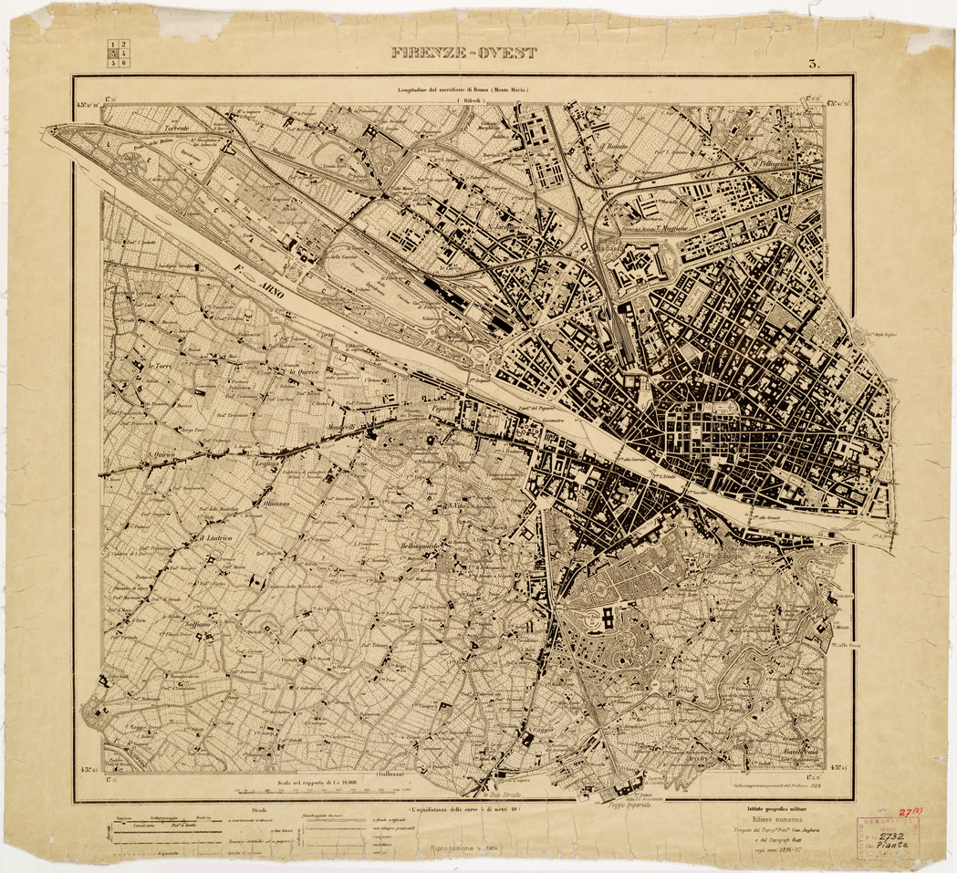 (N:8277) CARTA TOPOGRAFICA FIRENZE E DINTORNI - Foglio 3 - FIRENZE OVEST (B0006384) Carte e stampe antiche: riproduzione a colori su carta (formato A1)
