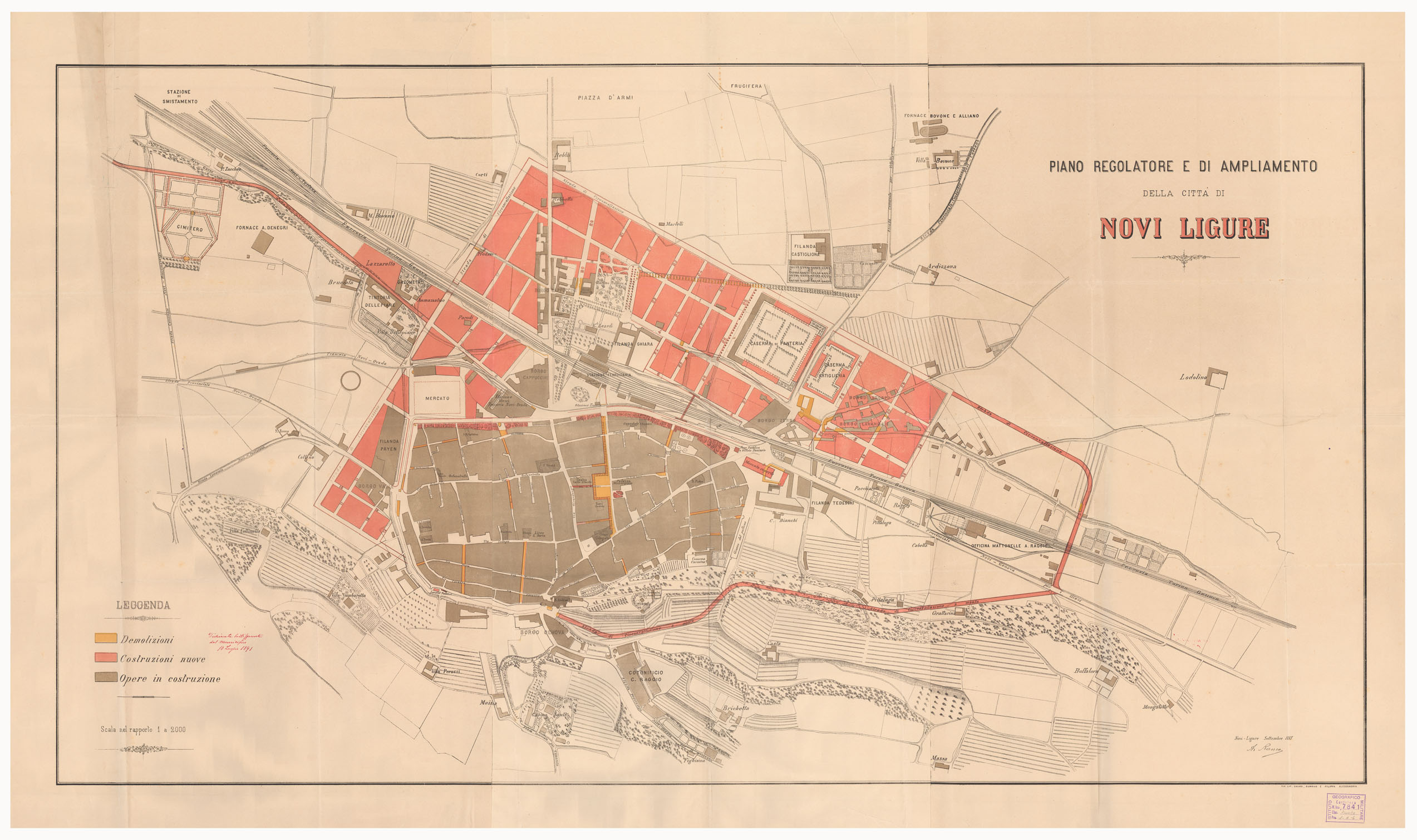 (N:13463) PIANO REGOLATORE E DI AMPLIAMENTO DELLE CITTA' DI NOVI LIGURE (B0006419) Carte e stampe antiche: riproduzione a colori su carta (formato A1)