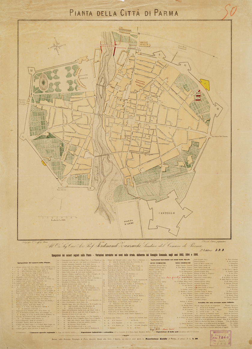 (N:13733) PIANTA DELLA CITTA' DI PARMA (B0006429) Carte e stampe antiche: riproduzione a colori su carta (formato A1)