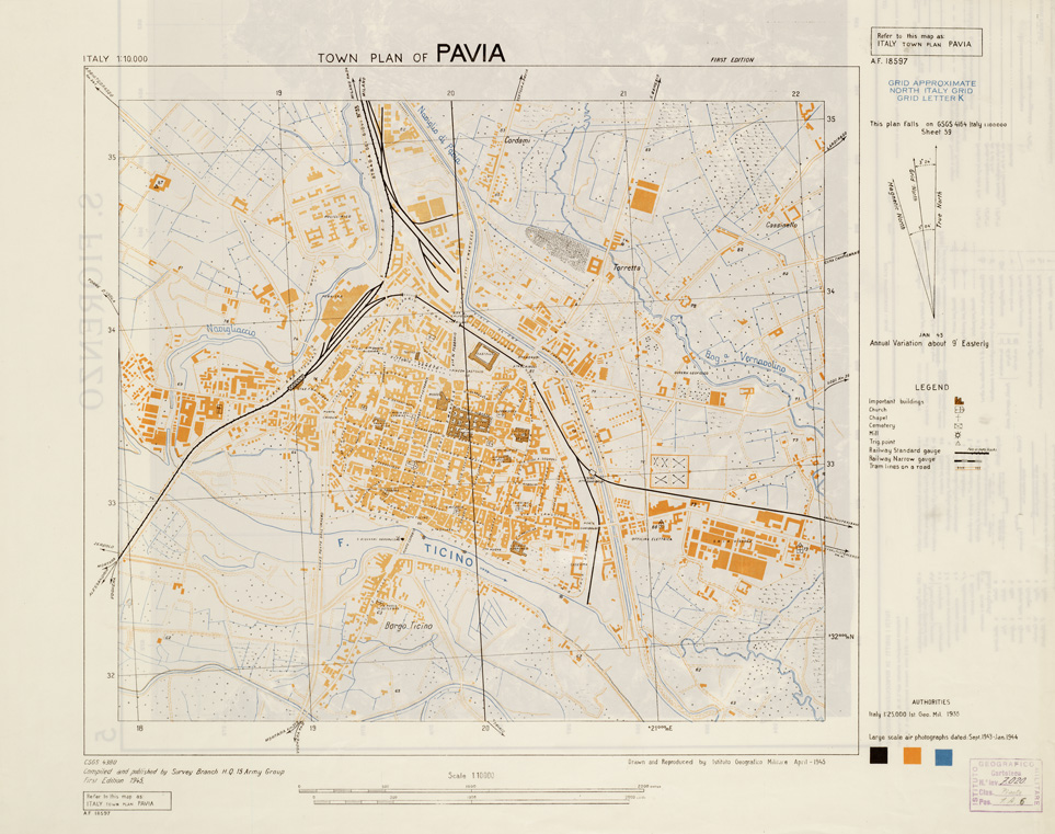 (N:11400) TOWN PLAN OF PAVIA (B0006619) Carte e stampe antiche: riproduzione a colori su carta (formato A1)