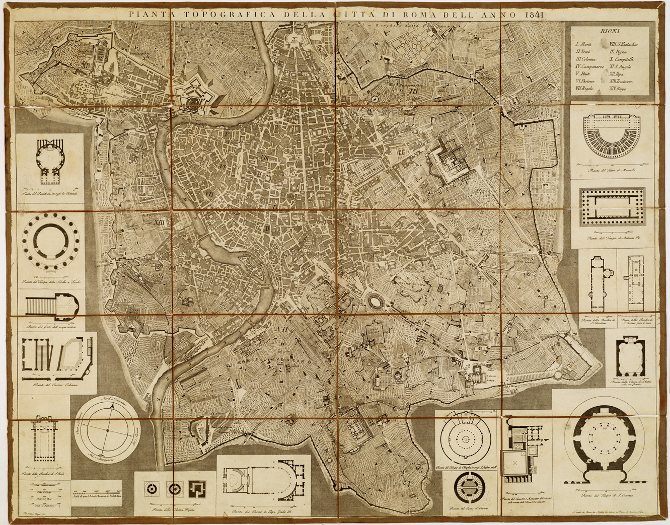 (N:14010) PIANTA TOPOGRAFICA DELLA CITTA' DI ROMA DELL' ANNO 1841. SI VENDE IN ROMA DA NICOLA DE ANTONI (B0006634) Carte e stampe antiche: riproduzione a colori su carta (formato A1)