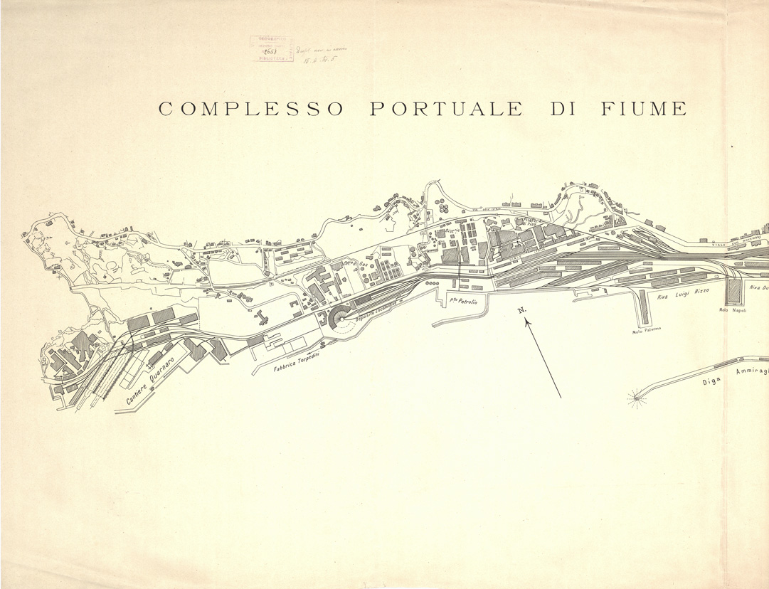 (N:1788) COMPLESSO PORTUALE DI FIUME (B0006717, B0006718, B6717-18) Carte e stampe antiche: riproduzione a colori su carta (formato A1)