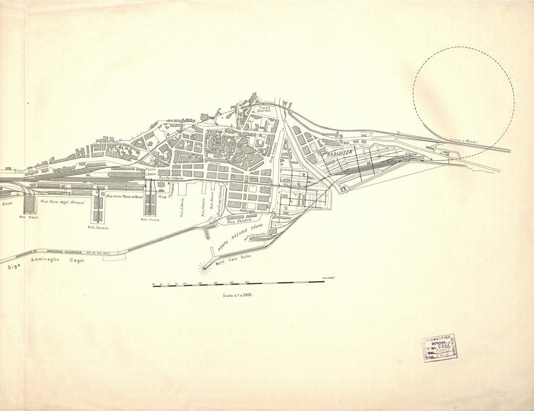 (N:1788) COMPLESSO PORTUALE DI FIUME (B0006717, B0006718, B6717-18) Carte e stampe antiche: riproduzione a colori su carta (formato A1)