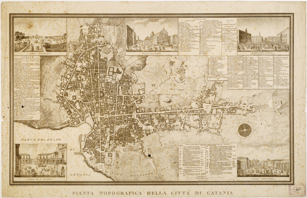 (N:13999) PIANTA TOPOGRAFICA DELLA CITTA' DI CATANIA (B0006809) Carte e stampe antiche: riproduzione a colori su carta (formato A1)