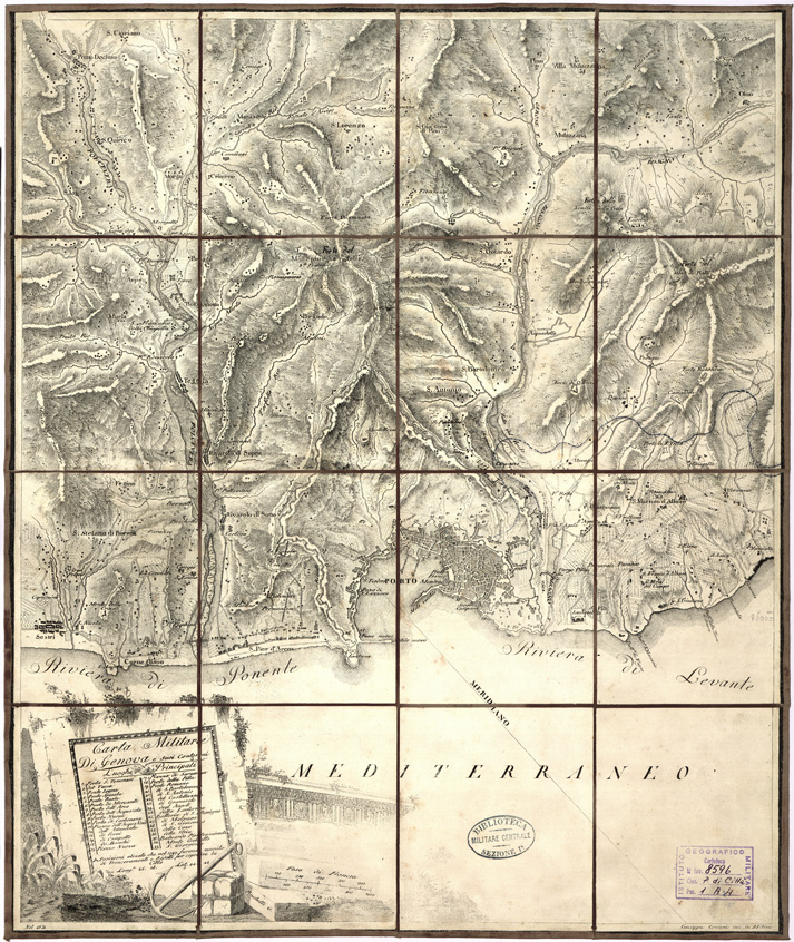 (N:5752) CARTA MILITARE DI GENOVA E SUOI CONTORNI (B0006922) Carte e stampe antiche: riproduzione a colori su carta (formato A1)