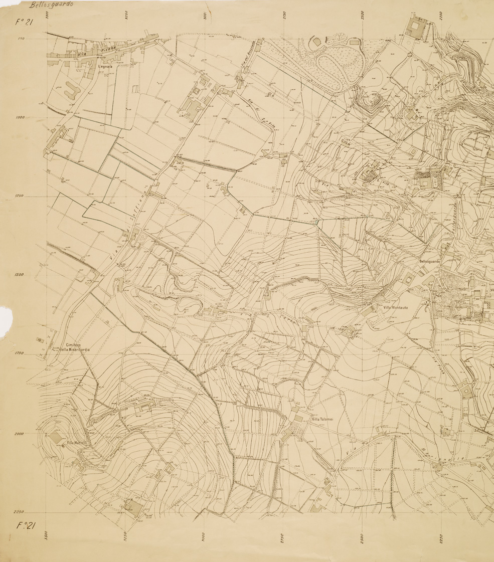(N:13422) PIANO REGOLATORE DI AMPLIAMENTO DELLA CITTA' DI FIRENZE - Foglio 21 - Bellosguardo (B0006982, B0006983, B6982-83) Carte e stampe antiche: riproduzione a colori su carta (formato A1)