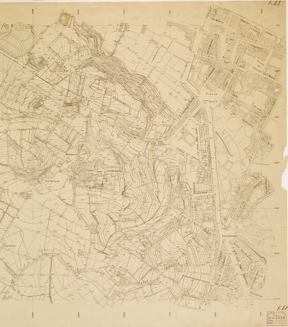 (N:13422) PIANO REGOLATORE DI AMPLIAMENTO DELLA CITTA' DI FIRENZE - Foglio 21 - Bellosguardo (B0006982, B0006983, B6982-83) Carte e stampe antiche: riproduzione a colori su carta (formato A1)