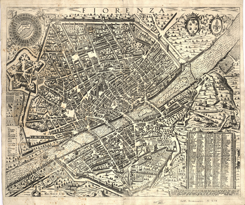 (N:9844) FIORENZA - FIRENZE MATTEO FLORIMI (B0007030) Carte e stampe antiche: riproduzione a colori su carta (formato A1)