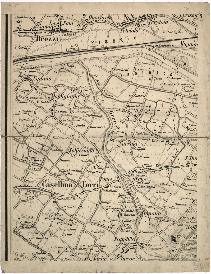 (N:4031) CARTA DI FIRENZE E DINTORNI... - Foglio 5 (B0007061) Carte e stampe antiche: riproduzione a colori su carta (formato A1)